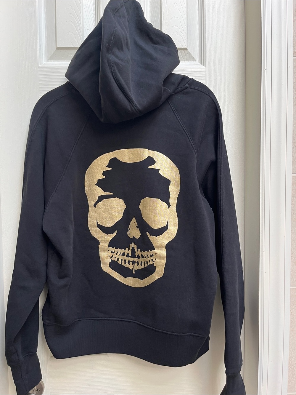 NWT Zadig and Voltaire Gold Skull Embellished Black Hoodie Size S
